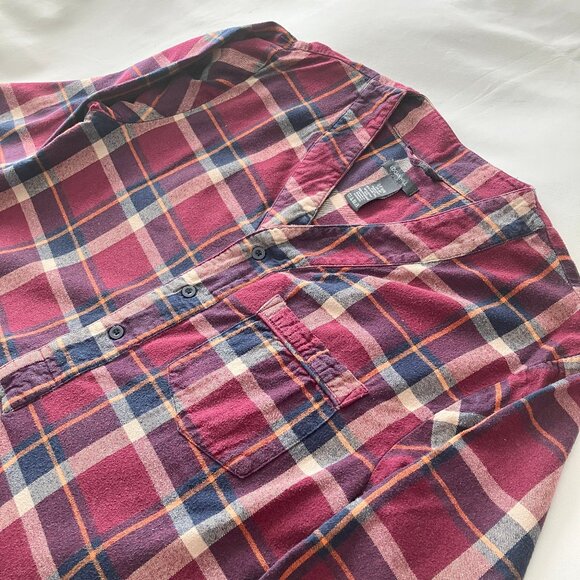 Logan Hill | 100% Cotton Long Sleeve Burgundy/Navy Plaid Sleepshirt | Size M - Picture 3 of 9